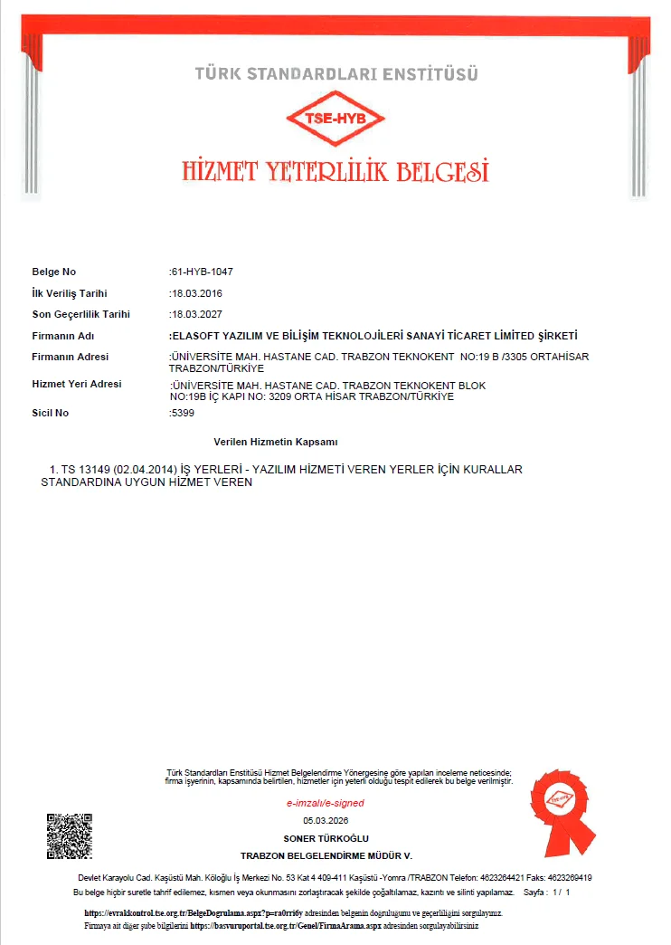 Hizmet Yeterlilik Belgesi