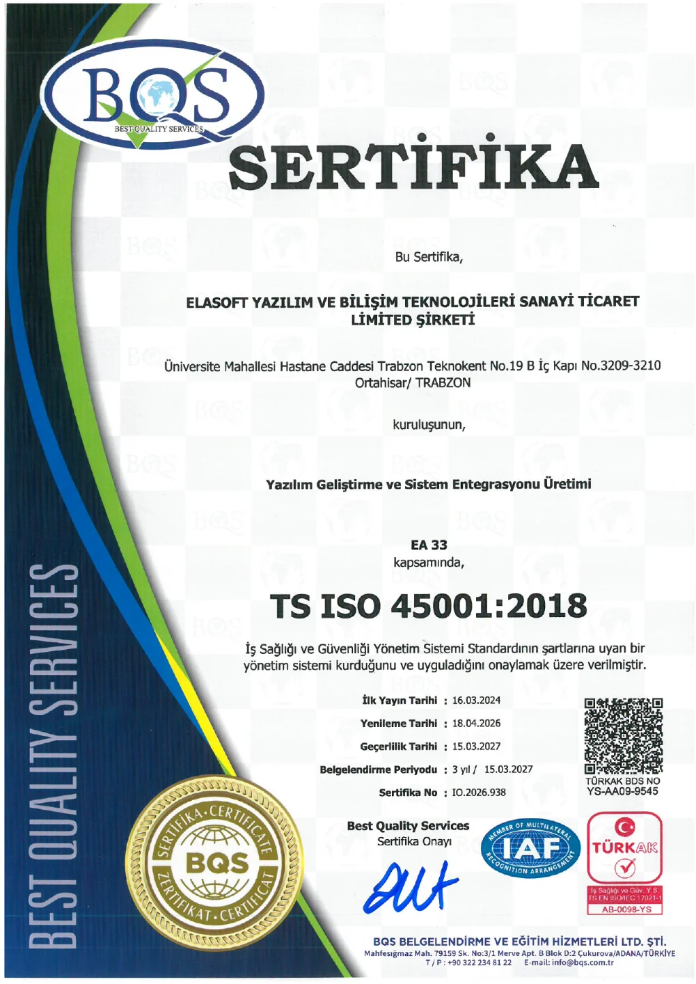 TS ISO 45001:2018
